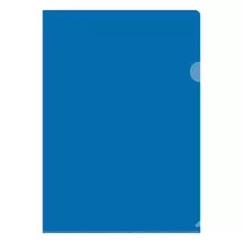 Папка-уголок OfficeSpace А4 150 мкм. пластик прозрачная синяя