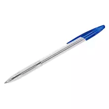 Ручка шариковая Стамм. "555" синяя 07 мм. прозрачный корпус