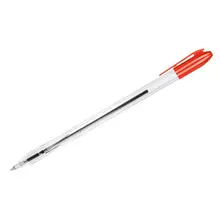 Ручка шариковая Стамм. "VeGa" красная 07 мм. прозрачный корпус