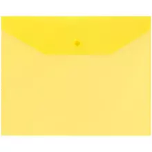 Папка-конверт на кнопке OfficeSpace А5 (190*240 мм.) 120 мкм. пластик полупрозрачная желтая