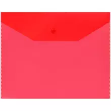 Папка-конверт на кнопке OfficeSpace А5 (190*240 мм.) 120 мкм. пластик полупрозрачная красная