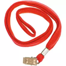 Шнурок для бейджей OfficeSpace 45 см. металлический клип красный