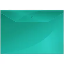Папка-конверт на кнопке OfficeSpace А4 120 мкм. пластик зеленая