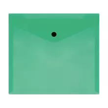 Папка-конверт на кнопке Стамм. А5+ 150 мкм. пластик прозрачная зеленая