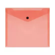 Папка-конверт на кнопке Стамм. А5+ 150 мкм. пластик прозрачная красная