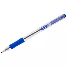 Ручка шариковая автоматическая OfficeSpace синяя 10 мм. грип прозрачный корпус