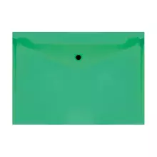 Папка-конверт на кнопке Стамм. А4 150 мкм. пластик прозрачная зеленая