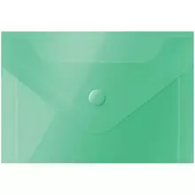 Папка-конверт на кнопке OfficeSpace А7 (74*105 мм.) 150 мкм. пластик зеленая