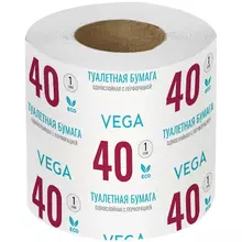 Бумага туалетная Vega 1-слойная 40 м/рул. на втулке с перф. серая