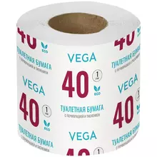 Бумага туалетная Vega, 1-слойная, 40 м/рул. на втулке, с перф. с тиснением, белая