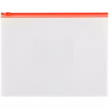 Папка-конверт на zip-молнии OfficeSpace А5, полипропилен, 150 мкм. прозрачная, карман, молния красная