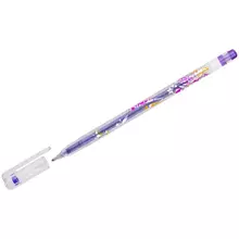 Ручка гелевая Crown "Glitter Metal Jell" фиолетовая с блестками 10 мм.