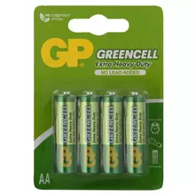 Батарейка GP Greencell AA (R06) 15S солевая BL4