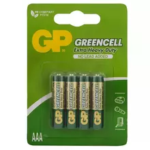 Батарейка GP Greencell AAA (R03) 24S солевая BL4