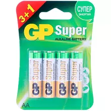 Батарейка GP Super AA (LR06) 15A алкалиновая, BC4 (промо 3+1) 