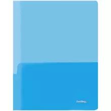 Папка-уголок Berlingo А4 180 мкм. 2 внутренних кармана прозрачная синяя