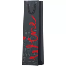 Пакет подарочный 12*36*85 см. ArtSpace "Black and red" отд. выбор. лаком матовое ламинированние под бутылку