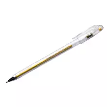 Ручка гелевая Crown "Hi-Jell Metallic" золото металлик 07 мм.