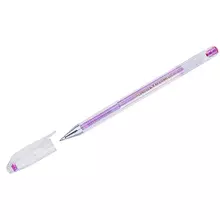 Ручка гелевая Crown "Hi-Jell Metallic" розовая металлик 07 мм.