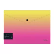 Папка-конверт на кнопке Berlingo "Radiance" А4 180 мкм. желтый/розовый градиент с рисунком