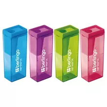 Точилка пластиковая Berlingo "NeonBox" 1 отверстие контейнер ассорти
