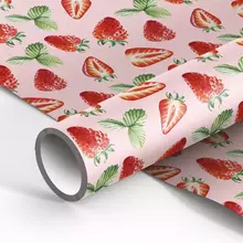 Упаковочная бумага глянц. 70*100 см. Meshu "Strawberry" 90г./м2