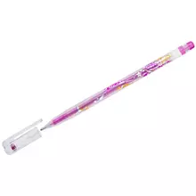 Ручка гелевая Crown "Glitter Metal Jell" розовая с блестками 10 мм.