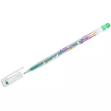 Ручка гелевая Crown "Glitter Metal Jell" светло-зеленая с блестками 10 мм.