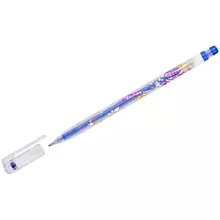Ручка гелевая Crown "Glitter Metal Jell" синяя с блестками 10 мм.