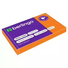 Самоклеящийся блок Berlingo "Ultra Sticky", 50*75 мм. 80 л. оранжевый неон