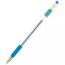 Ручка шариковая MunHwa "MC Gold" голубая 05 мм. грип штрих-код