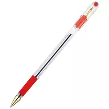 Ручка шариковая MunHwa "MC Gold" красная 05 мм. грип штрих-код