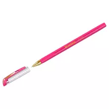 Ручка шариковая Berlingo "xGold" розовая 07 мм. игольчатый стержень грип