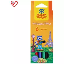 Фломастеры Мульти-Пульти "Енот во Франции" 6 цв. смываемые картон