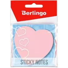 Самоклеящийся блок фигурный Berlingo "Сердце", 70*70 мм. 50 л. малиновый неон