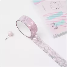 Клейкая лента декоративная Meshu "Pink elegance", 1,5 см*3 м