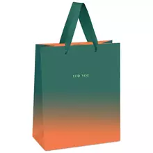 Пакет подарочный 18*23*10 см. Meshu "Duotone. Turquoise-orange gradient" отд. фольгой матовая ламинация