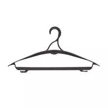 Вешалка-плечики OfficeClean, пластик, плоская, перекладина, крючки, 46 см. (р.50-54) цвет черный
