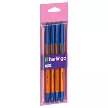 Ручка шариковая Berlingo "Tribase Orange" синяя 07 мм. 4 шт. пакет с европодвесом
