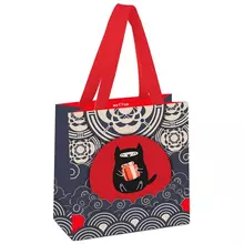 Пакет подарочный 20*20*10 см. Meshu "Samurai cat" выборочный лак матовая ламинация