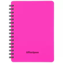 Записная книжка А6 60 л. на гребне OfficeSpace "Neon" розовая пластиковая обложка