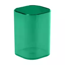 Подставка-стакан Стамм. "Фаворит", пластиковая, квадратная, тонированная зеленая