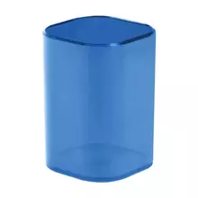 Подставка-стакан Стамм. "Фаворит" пластиковая квадратная тонированная синяя