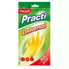 Перчатки резиновые Paclan "Practi. Universal" разм. L желтые пакет с европодвесом