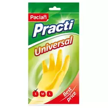Перчатки резиновые Paclan "Practi. Universal", разм. S, желтые, пакет с европодвесом