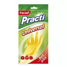 Перчатки резиновые Paclan "Practi. Universal" разм. М желтые пакет с европодвесом