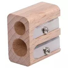 Точилка деревянная Berlingo "Green Series" 2 отверстия в индивидуальной коробке с европодвесом