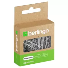 Скрепки 28 мм. Berlingo "Green Series" 100 шт. никелированные крафт упак. европодвес