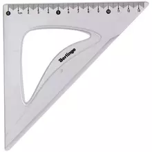 Треугольник 45°, 13 см. Berlingo "Spike", пластиковый, прозрачный