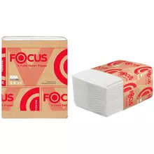 Бумага туалетная листовая Focus Premium (V-сл) 2-слойная 250 лист./пачка 23*108 см. белая